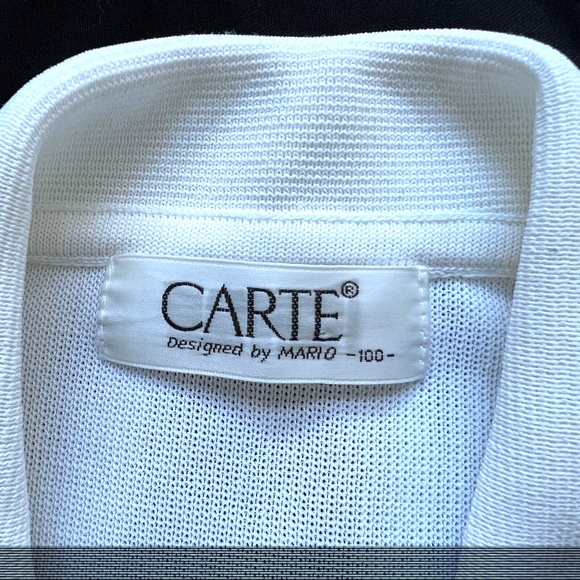 CARTE Knit Top Short Sleeve Collared Vintage Lace Flower Buttons Pockets Cream L - Picture 6 of 7